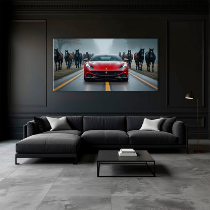 Ferrari 812 Racing Canvas Print  | Red Sports Car Decor Cars