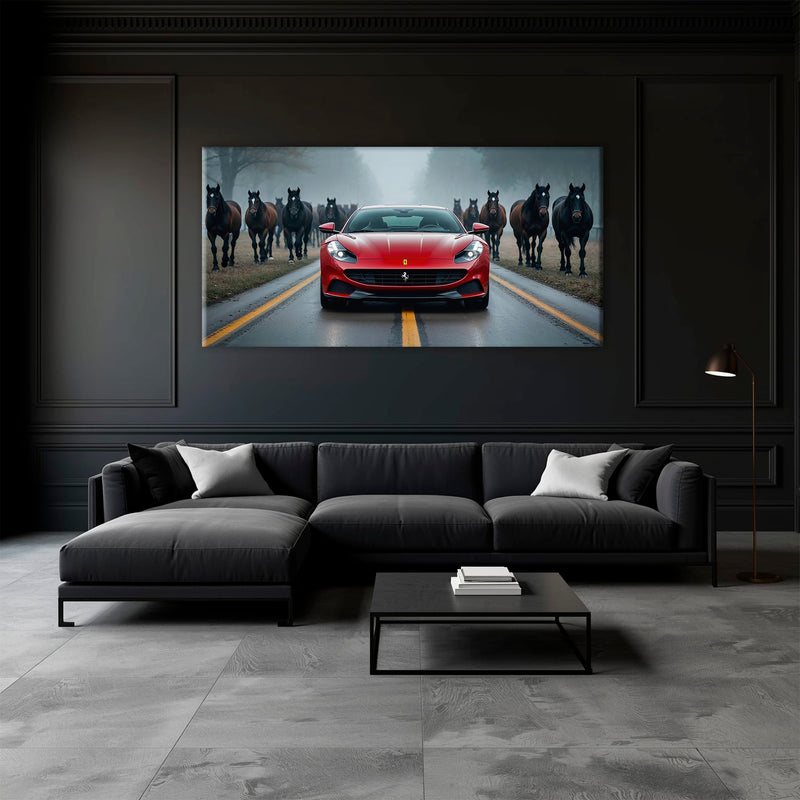 Ferrari 812 Racing Canvas Print  | Red Sports Car Decor Cars