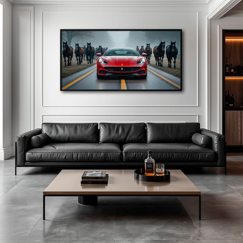 Ferrari 812 Racing Canvas Print  | Red Sports Car Decor Cars