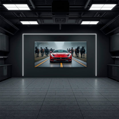 Ferrari 812 Racing Canvas Print  | Red Sports Car Decor Cars