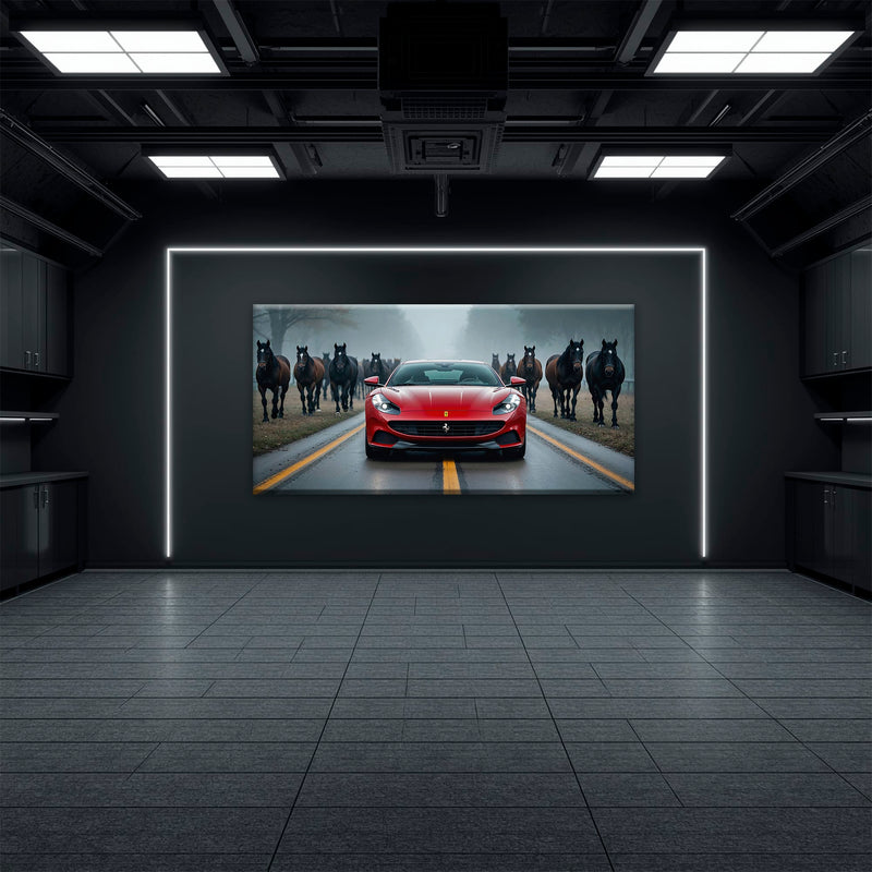 Ferrari 812 Racing Canvas Print  | Red Sports Car Decor Cars