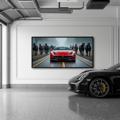 Ferrari 812 Racing Canvas Print  | Red Sports Car Decor Cars