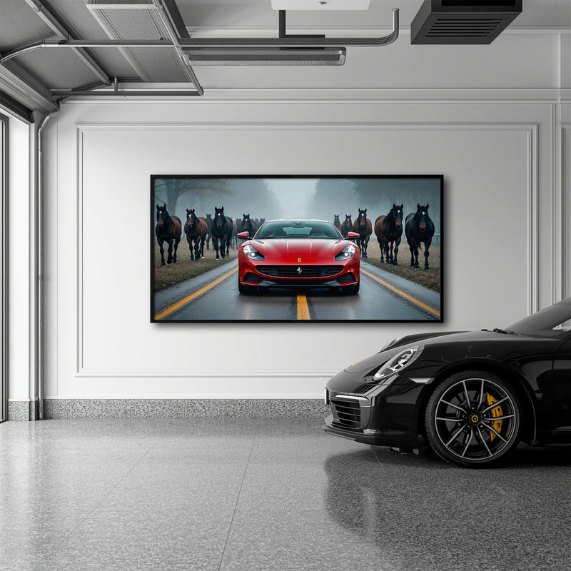 Ferrari 812 Racing Canvas Print  | Red Sports Car Decor Cars