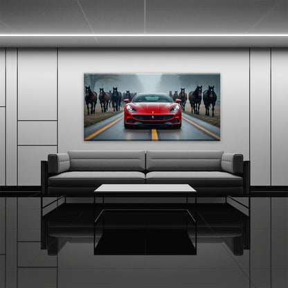 Ferrari 812 Racing Canvas Print  | Red Sports Car Decor Cars
