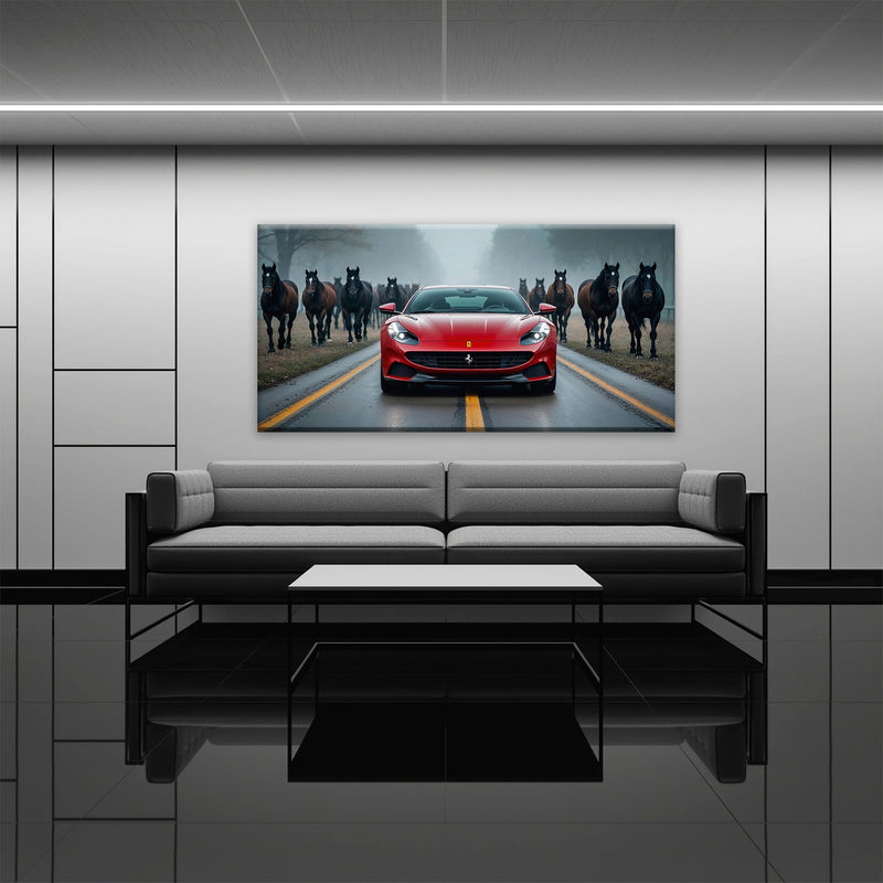 Ferrari 812 Racing Canvas Print  | Red Sports Car Decor Cars