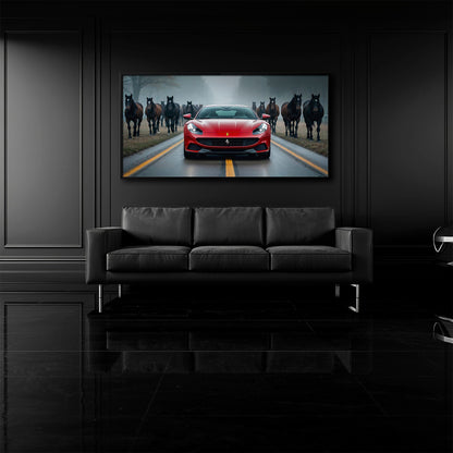 Ferrari 812 Racing Canvas Print  | Red Sports Car Decor Cars