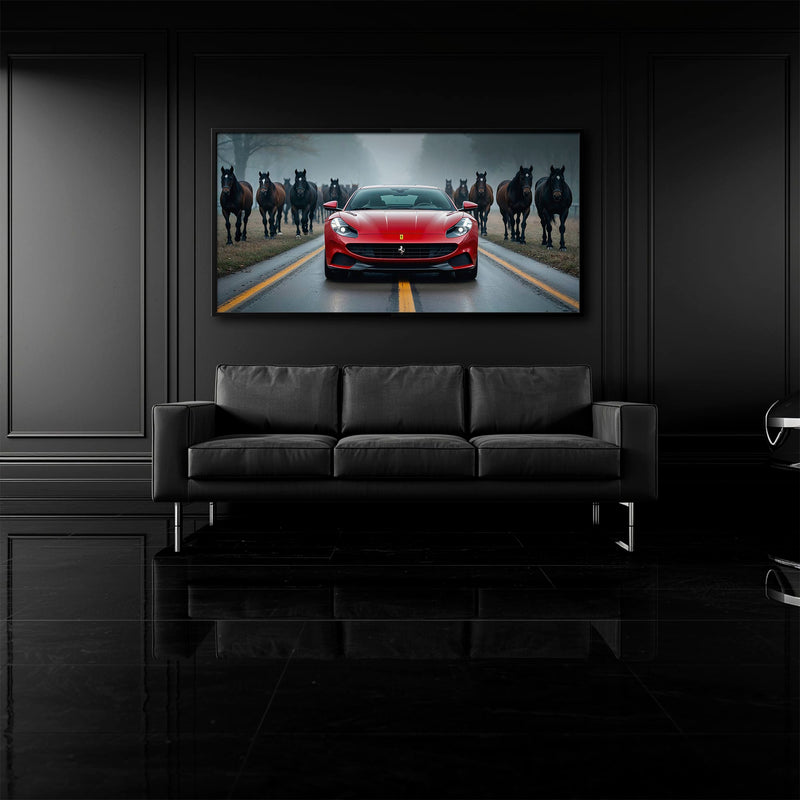 Ferrari 812 Racing Canvas Print  | Red Sports Car Decor Cars