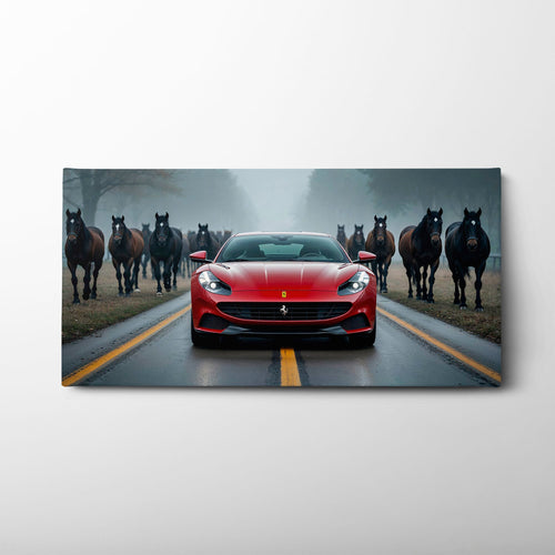 Ferrari 812 Racing Canvas Print  | Red Sports Car Decor Cars