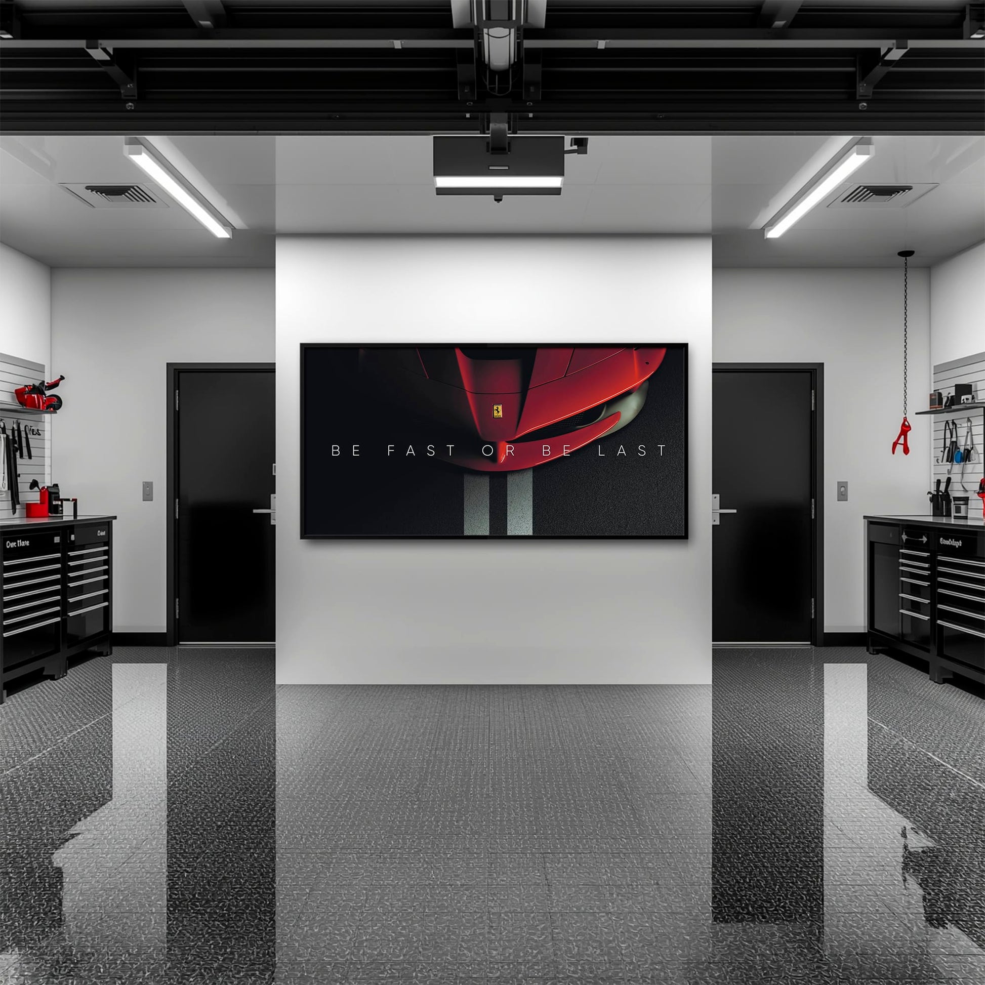 Ferrari Red Sports Car Wall Art | Motivational Canvas Print Cars