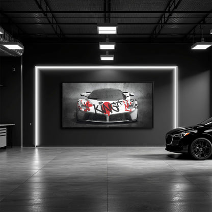 Ferrari Graffiti Wall Art  | Street Art  | Pop Art Canvas Print Cars