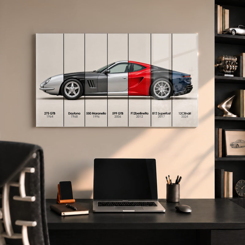 Ferrari V12 Evolution Poster & Canvas Wall Art | Caveson Acrylic Glass / 12х24 / Without Frame Cars