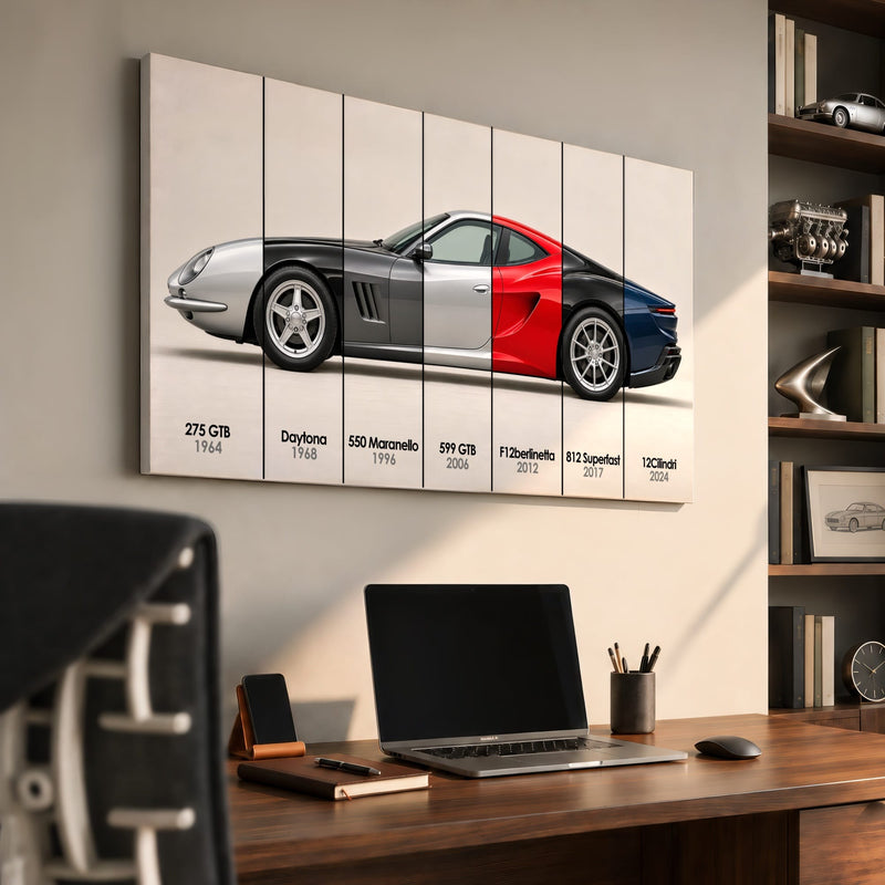 Ferrari V12 Evolution Poster & Canvas Wall Art | Caveson Cars
