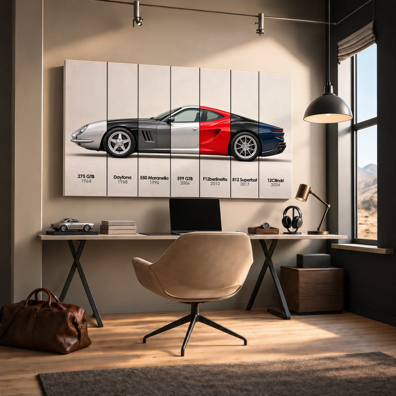 Ferrari V12 Evolution Poster & Canvas Wall Art | Caveson Cars