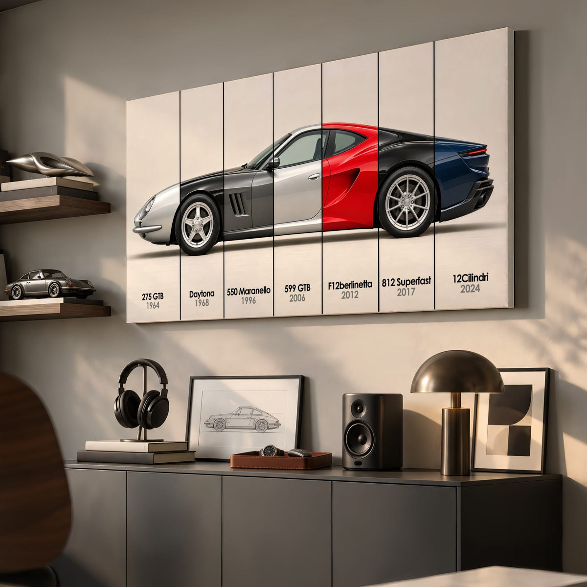 Ferrari V12 Evolution Poster & Canvas Wall Art | Caveson Cars