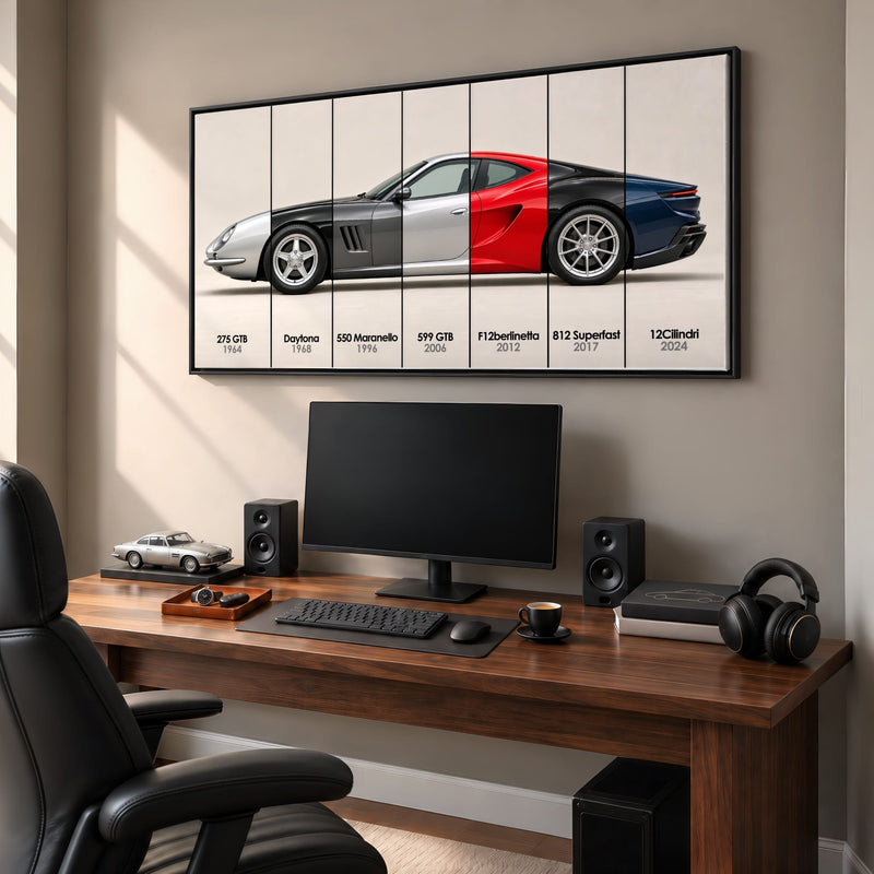 Ferrari V12 Evolution Poster & Canvas Wall Art | Caveson Cars