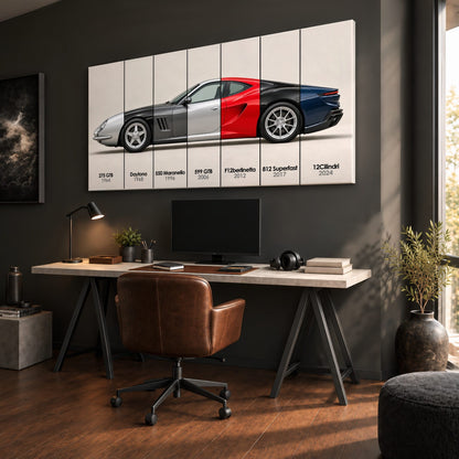 Ferrari V12 Evolution Poster & Canvas Wall Art | Caveson Cars