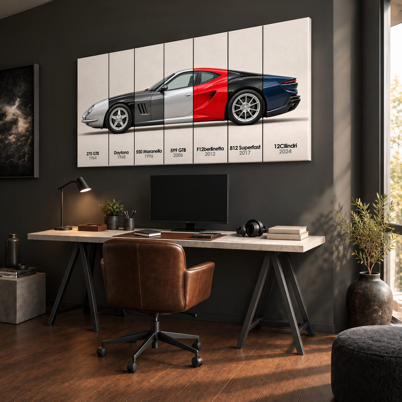 Ferrari V12 Evolution Poster & Canvas Wall Art | Caveson Cars