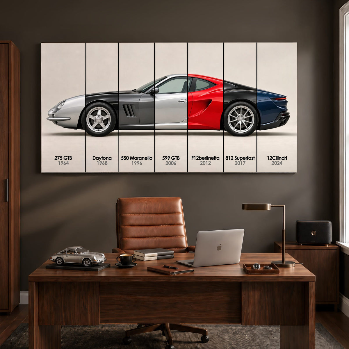 Ferrari V12 Evolution Poster & Canvas Wall Art | Caveson Canvas / 12х24 / Gallery Wrap Cars
