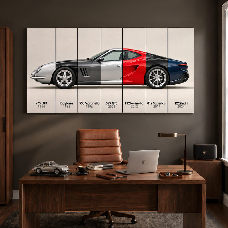 Ferrari V12 Evolution Poster & Canvas Wall Art | Caveson Canvas / 12х24 / Gallery Wrap Cars