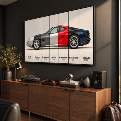 Ferrari V12 Evolution Poster & Canvas Wall Art | Caveson Cars
