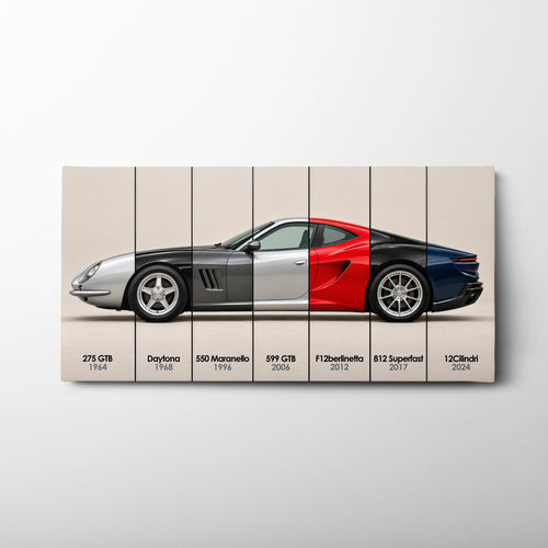 Ferrari V12 Evolution Poster & Canvas Wall Art | Caveson Cars