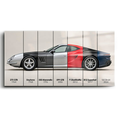 Ferrari V12 Evolution Poster & Canvas Wall Art | Caveson Cars