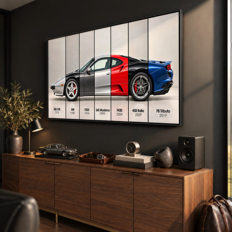 Ferrari V8 Evolution Poster & Canvas Wall Art | Caveson Cars