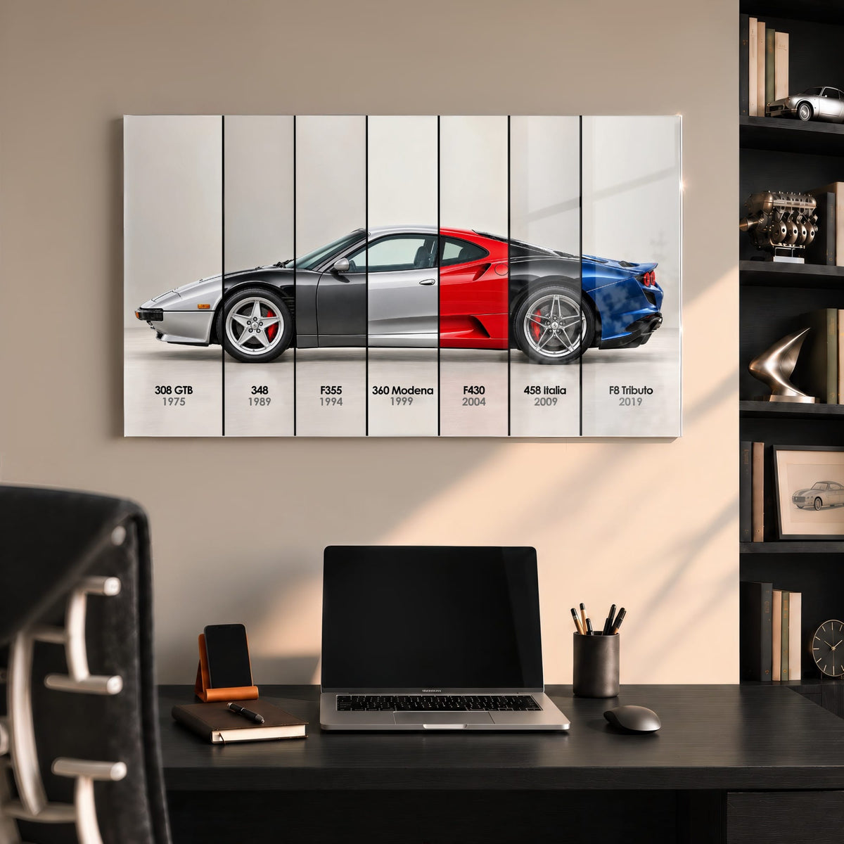Ferrari V8 Evolution Poster & Canvas Wall Art | Caveson Acrylic Glass / 12х24 / Without Frame Cars