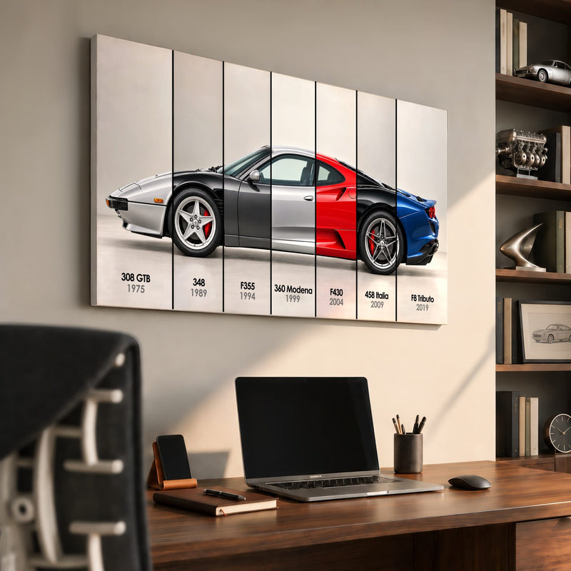Ferrari V8 Evolution Poster & Canvas Wall Art | Caveson Cars