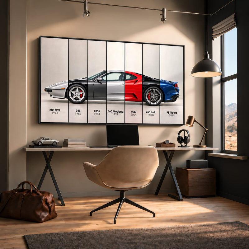 Ferrari V8 Evolution Poster & Canvas Wall Art | Caveson Cars
