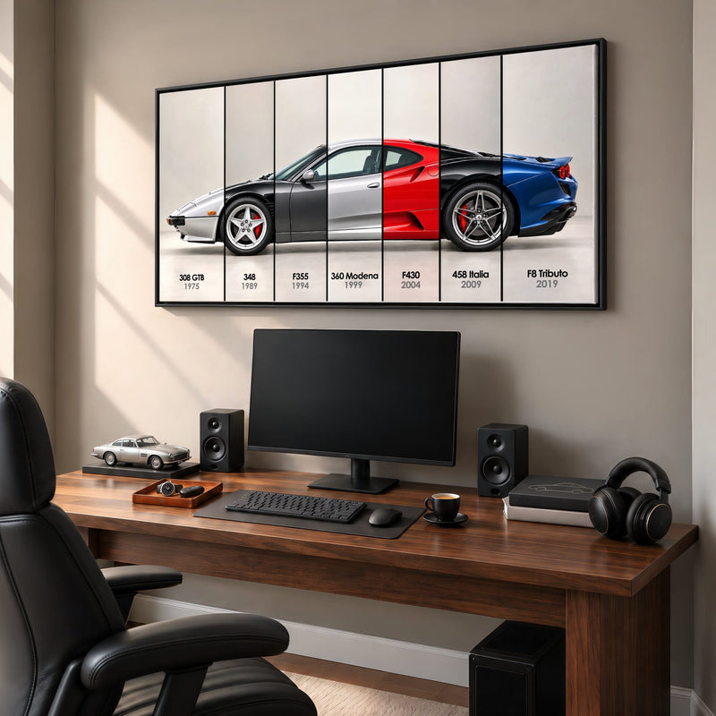 Ferrari V8 Evolution Poster & Canvas Wall Art | Caveson Cars