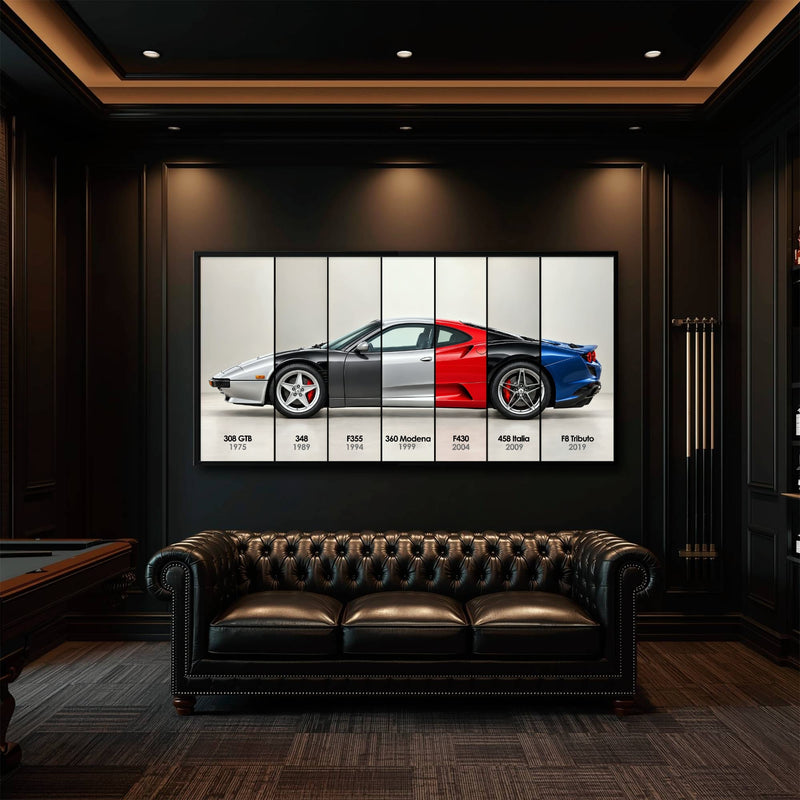 Ferrari V8 Evolution Poster & Canvas Wall Art | Caveson Cars