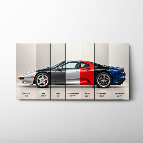 Ferrari V8 Evolution Poster & Canvas Wall Art | Caveson Cars