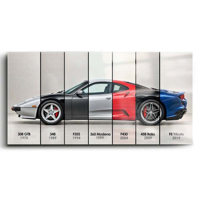Ferrari V8 Evolution Poster & Canvas Wall Art | Caveson Cars