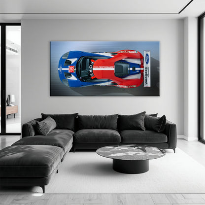Ford GT Racing Car Canvas Print-Le Mans Wall Art Cars