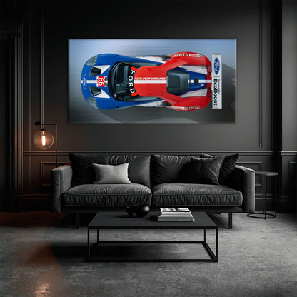 Ford GT Racing Car Canvas Print-Le Mans Wall Art Cars