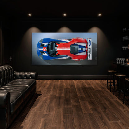 Ford GT Racing Car Canvas Print-Le Mans Wall Art Cars