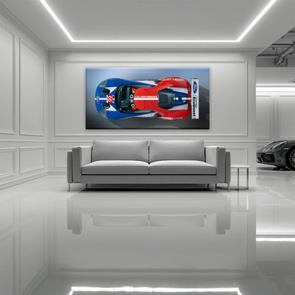 Ford GT Racing Car Canvas Print-Le Mans Wall Art Cars