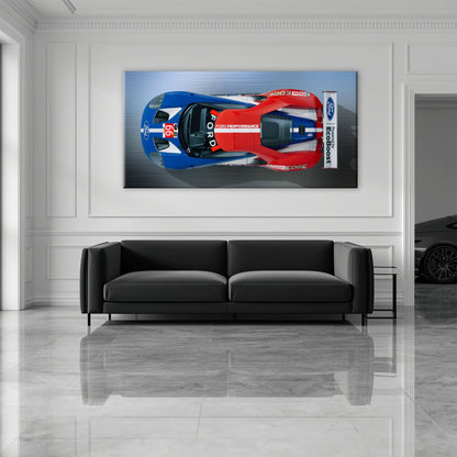 Ford GT Racing Car Canvas Print-Le Mans Wall Art Cars