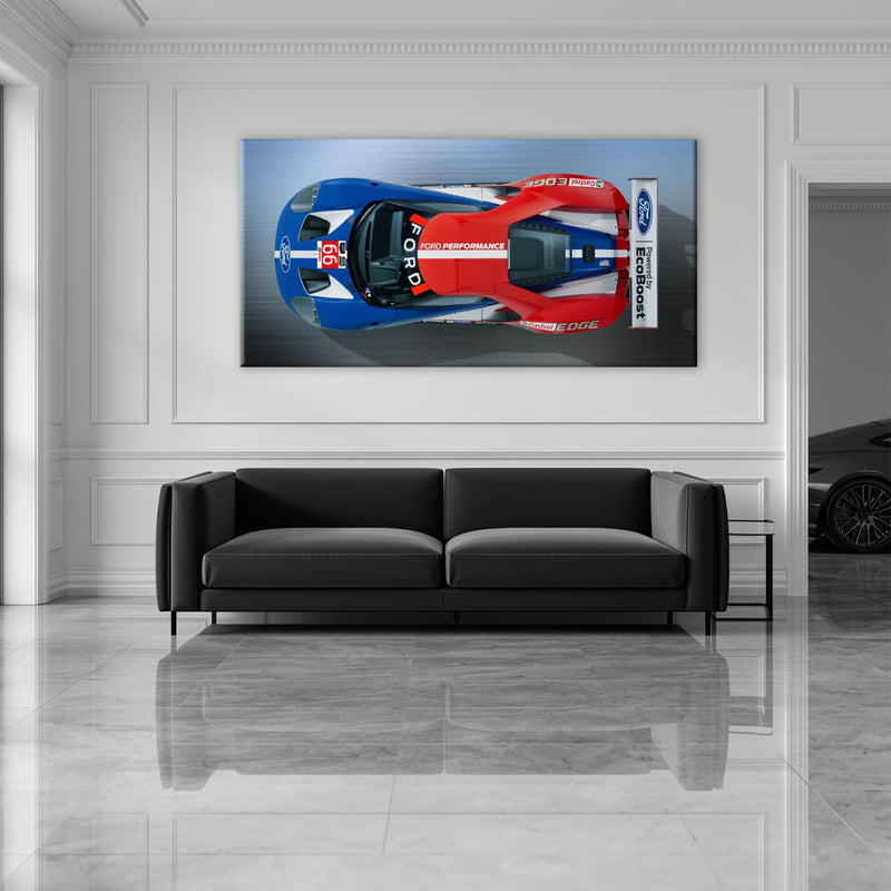 Ford GT Racing Car Canvas Print-Le Mans Wall Art Cars