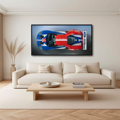 Ford GT Racing Car Canvas Print-Le Mans Wall Art Cars