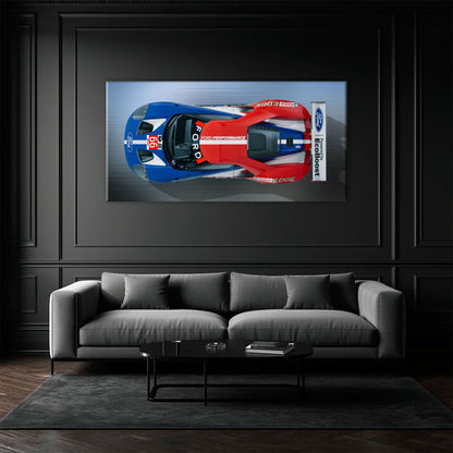 Ford GT Racing Car Canvas Print-Le Mans Wall Art Cars