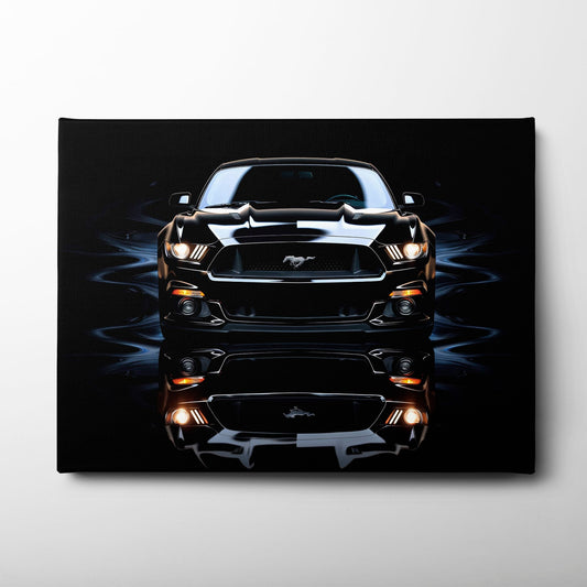 Ford Mustang Blue Phantom Wall Art – Black Muscle Car Canvas Print Cars