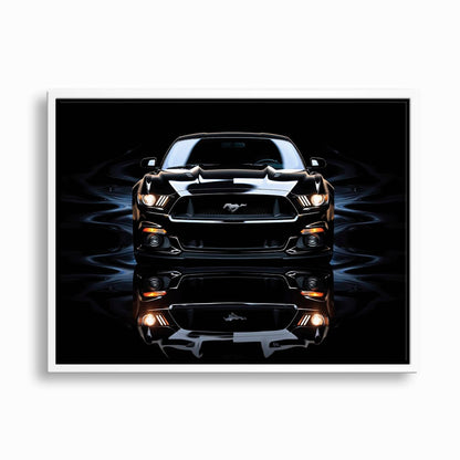 Ford Mustang Blue Phantom Wall Art – Black Muscle Car Canvas Print Cars
