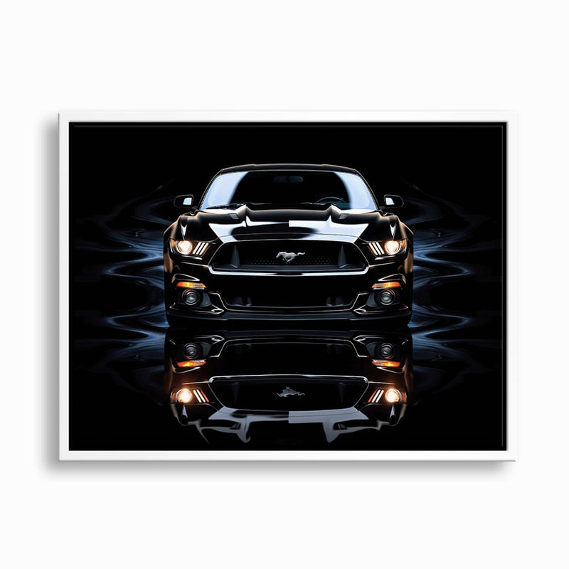 Ford Mustang Blue Phantom Wall Art – Black Muscle Car Canvas Print Cars