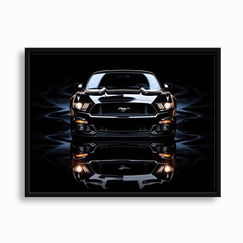 Ford Mustang Blue Phantom Wall Art – Black Muscle Car Canvas Print Cars