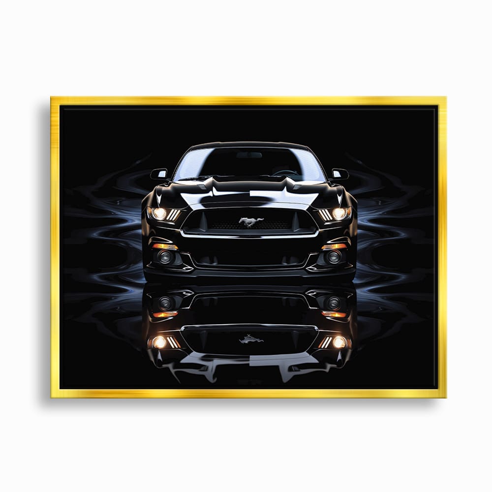 Ford Mustang Blue Phantom Wall Art – Black Muscle Car Canvas Print Cars