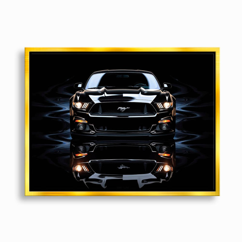 Ford Mustang Blue Phantom Wall Art – Black Muscle Car Canvas Print Cars