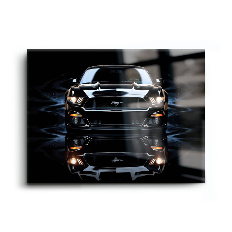 Ford Mustang Blue Phantom Wall Art – Black Muscle Car Canvas Print Cars