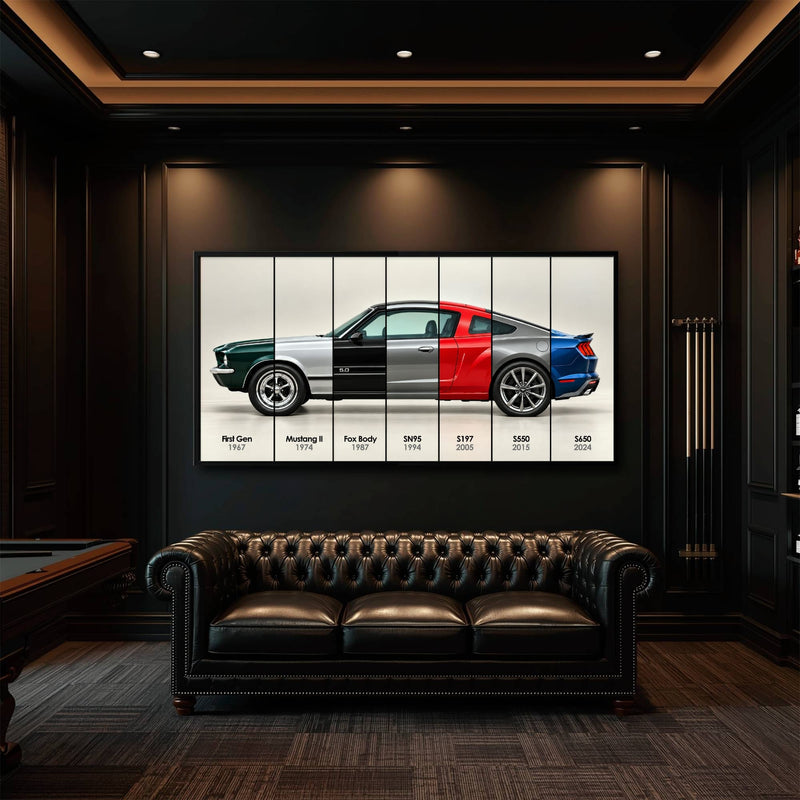 Ford Mustang Evolution Poster & Canvas Wall Art | Caveson Cars